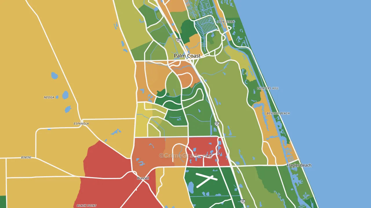 Flagler County, FL Map of Drug-Related Crime Rates