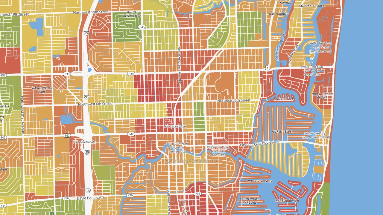 Flagler Heights, Fort Lauderdale, FL Map of Drug-Related Crime Rates