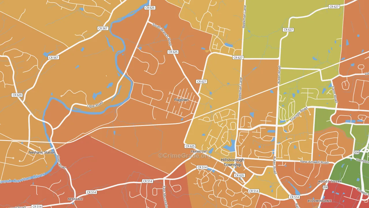 Flagtown, NJ Map of Drug-Related Crime Rates