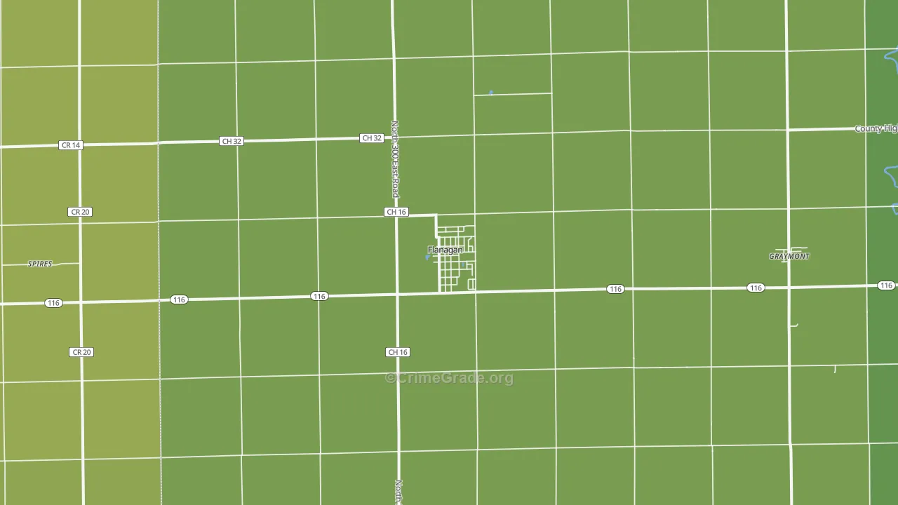 Flanagan, IL Map of Drug-Related Crime Rates
