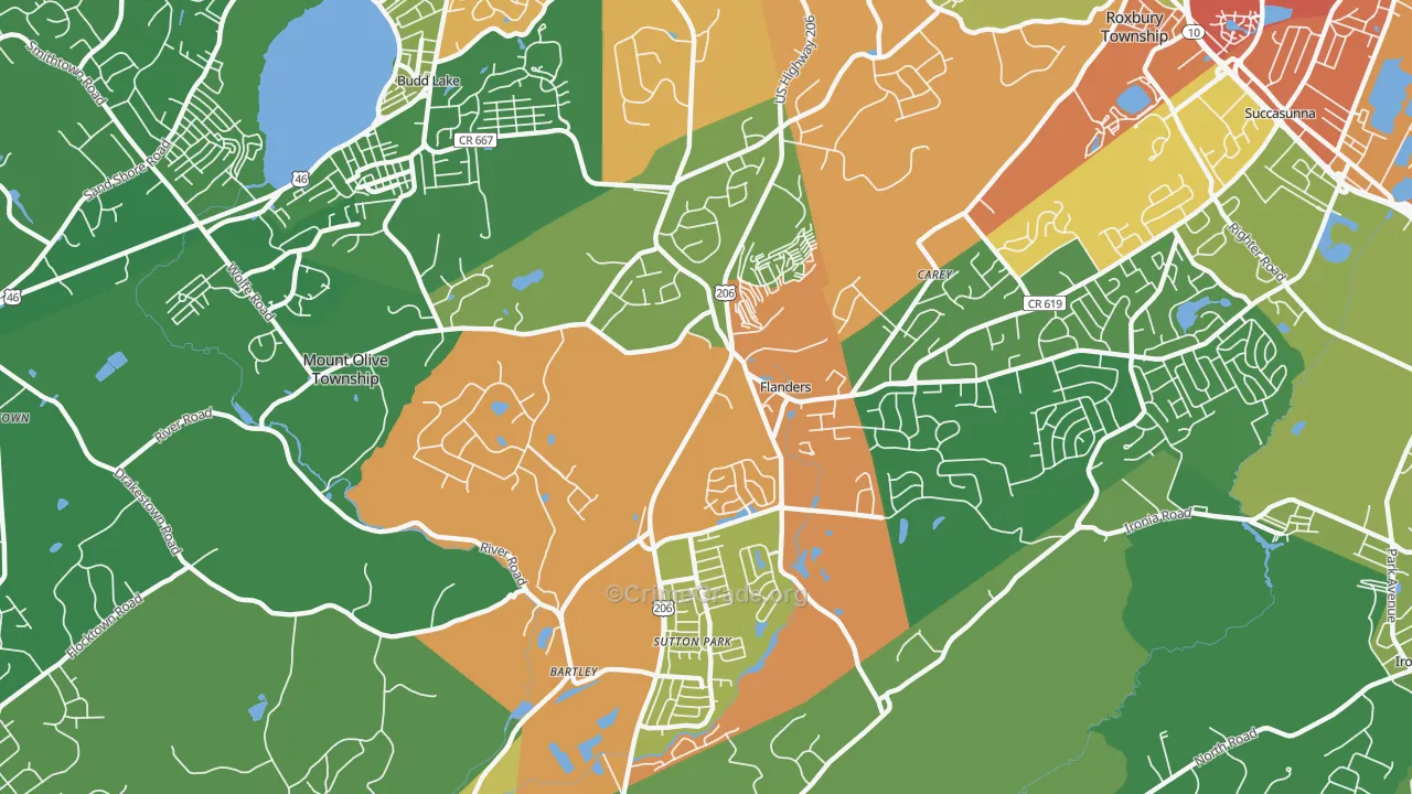 Flanders, NJ Map of Drug-Related Crime Rates