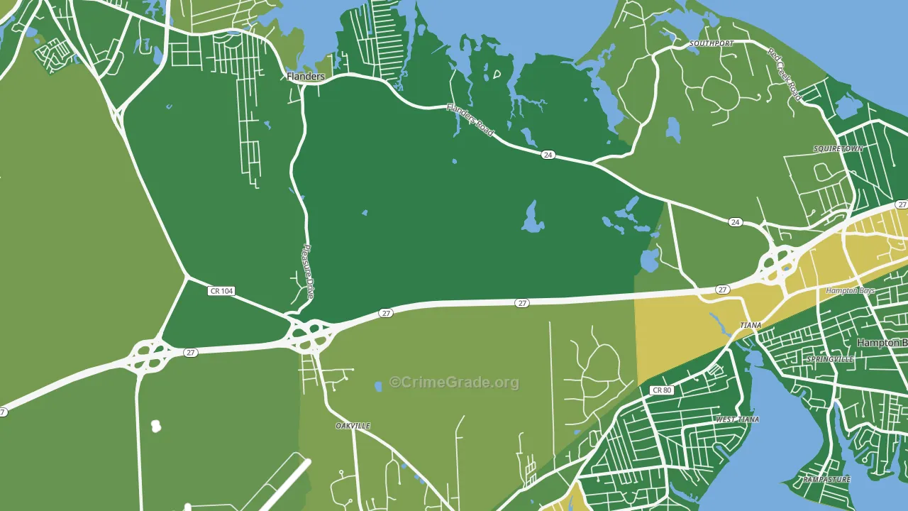 Flanders, NY Map of Drug-Related Crime Rates
