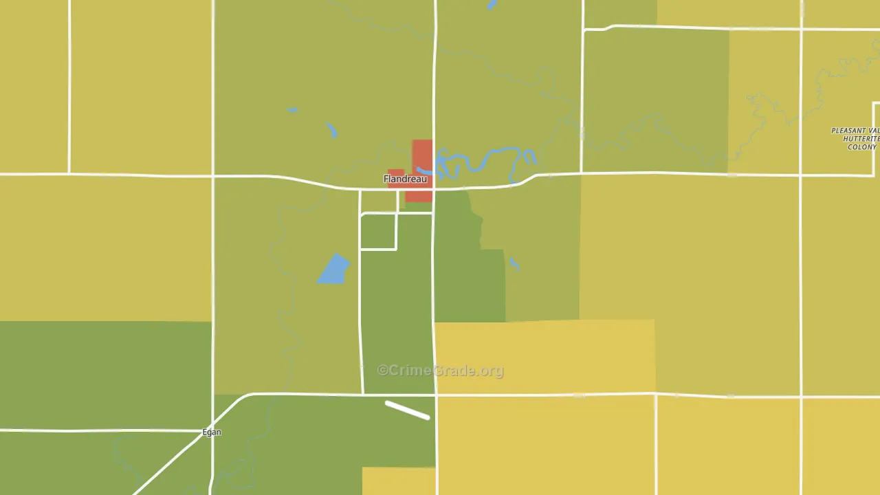 Flandreau, SD Map of Drug-Related Crime Rates