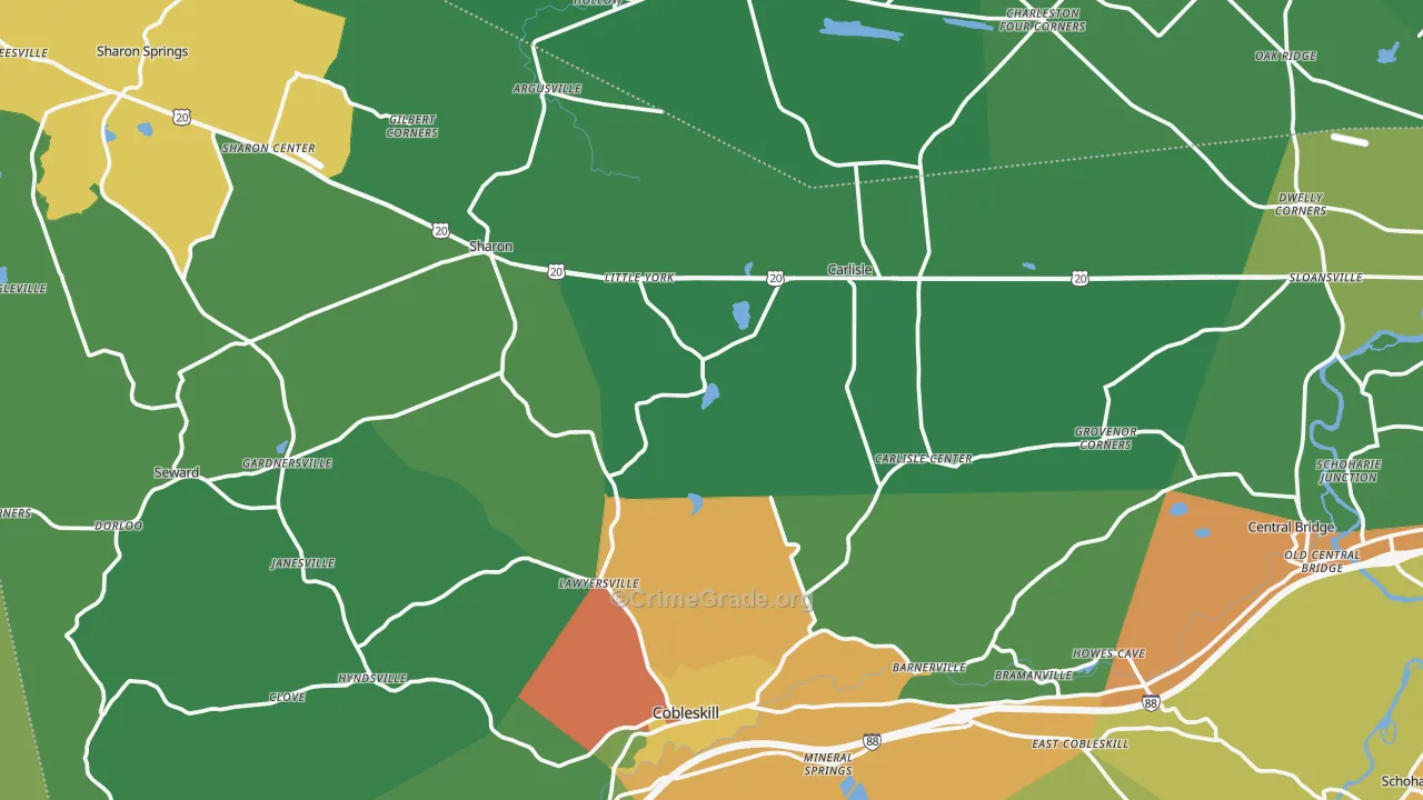 Flat Creek, NY Map of Drug-Related Crime Rates