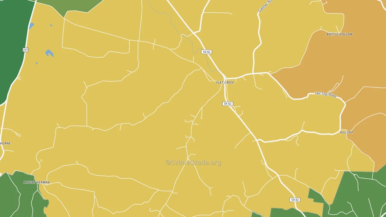 Flat Creek, TN Map of Drug-Related Crime Rates
