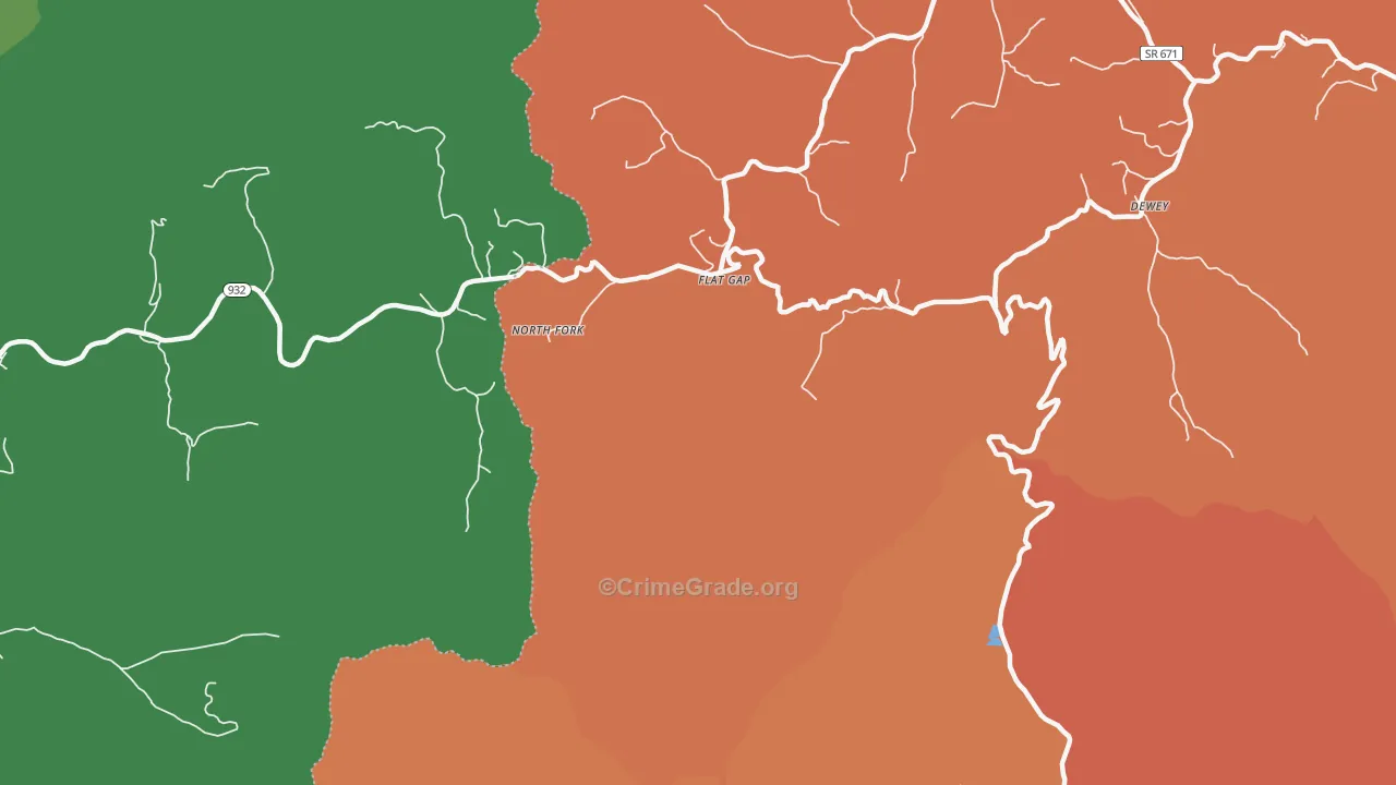 Flat Gap, VA Map of Drug-Related Crime Rates