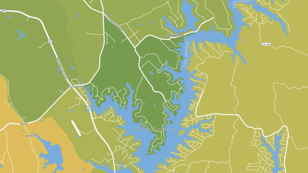 Flat Rock, GA Map of Drug-Related Crime Rates