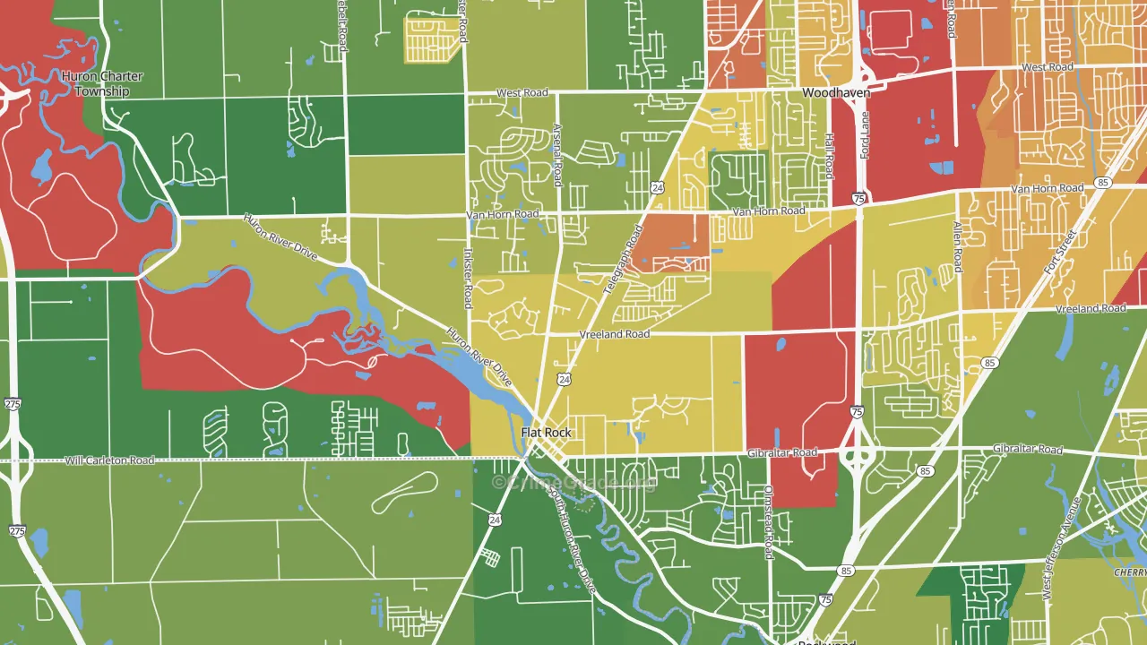Flat Rock, MI Map of Drug-Related Crime Rates