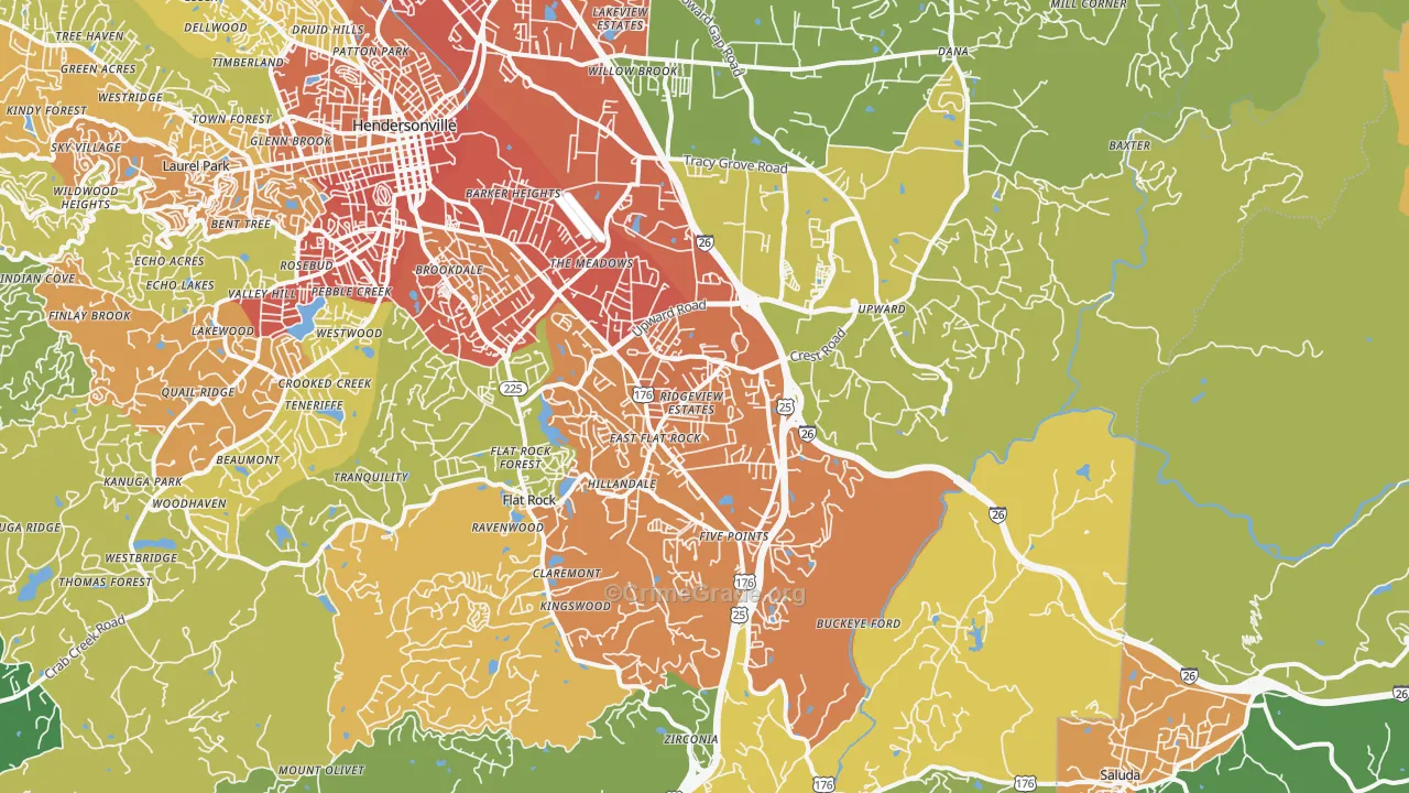 Flat Rock, NC Map of Drug-Related Crime Rates