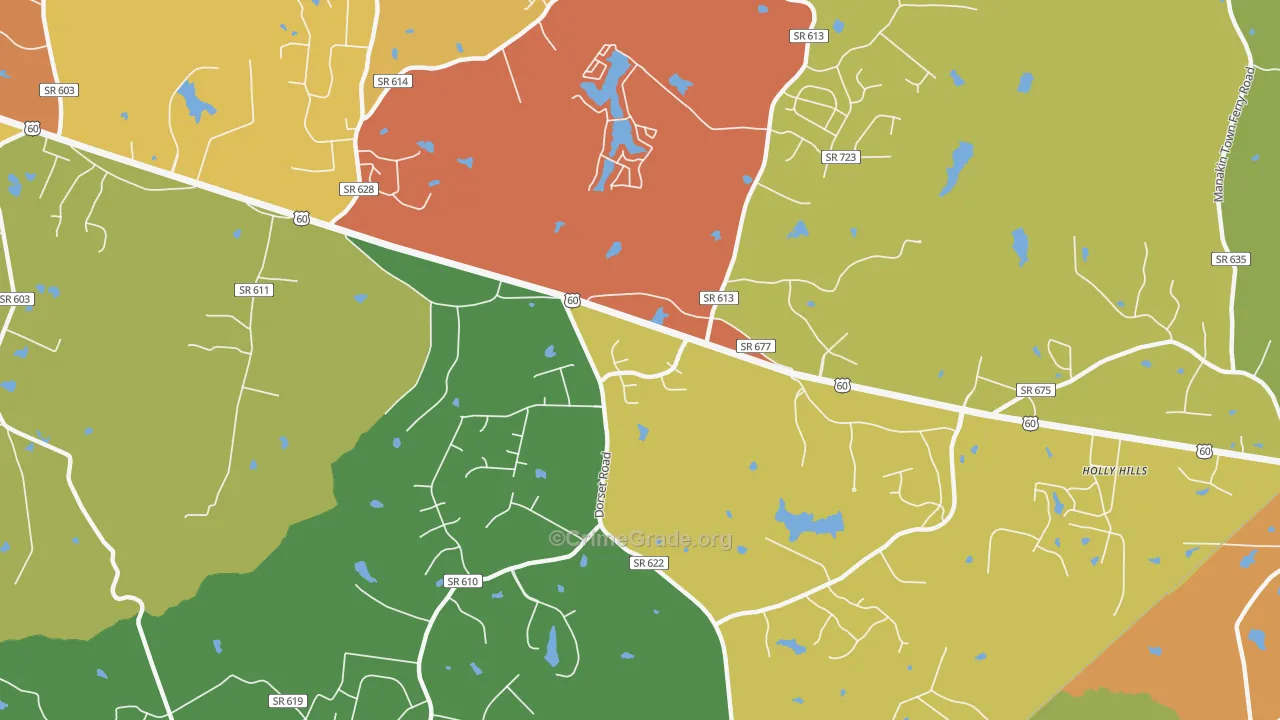 Flat Rock, VA Map of Drug-Related Crime Rates