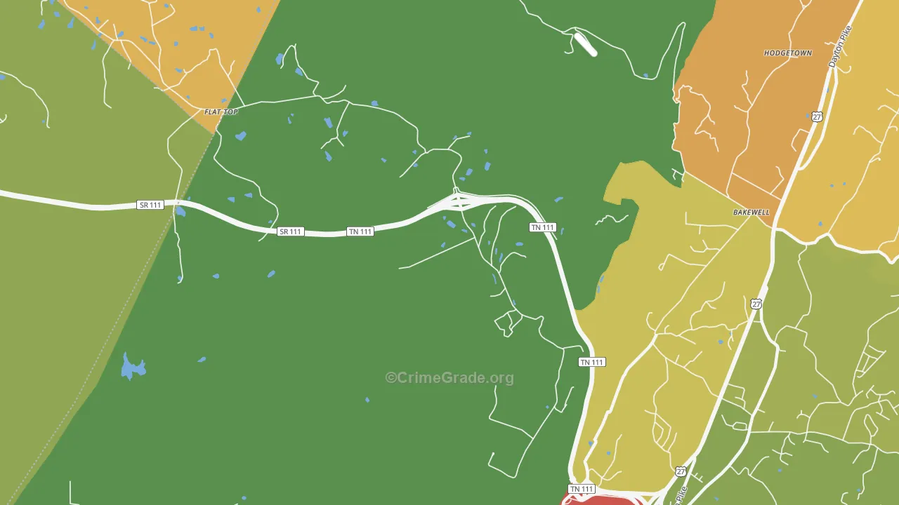 Flat Top Mountain, TN Map of Drug-Related Crime Rates
