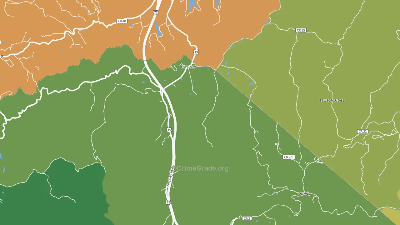 Flat Top, WV Map of Drug-Related Crime Rates