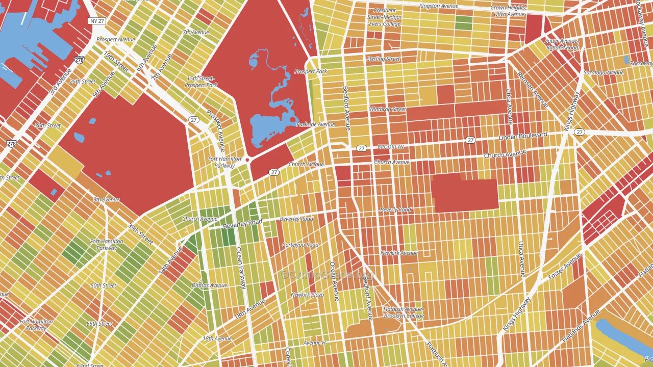 Flatbush-Ditmas Park, Brooklyn, NY Map of Drug-Related Crime Rates
