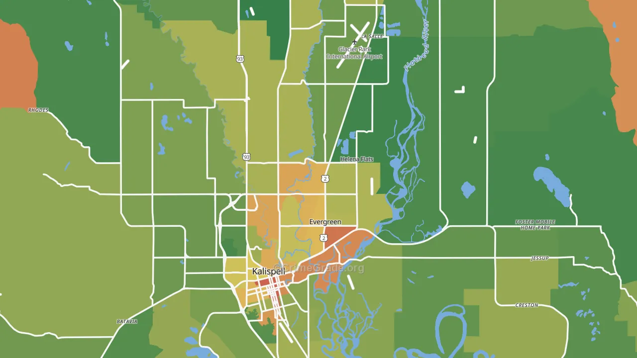 Flathead County, MT Map of Drug-Related Crime Rates