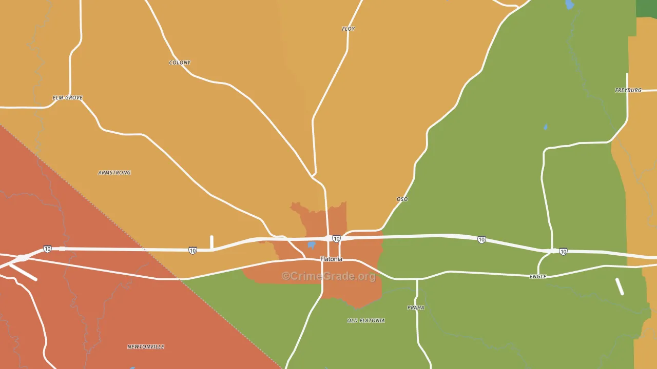 Flatonia, TX Map of Drug-Related Crime Rates