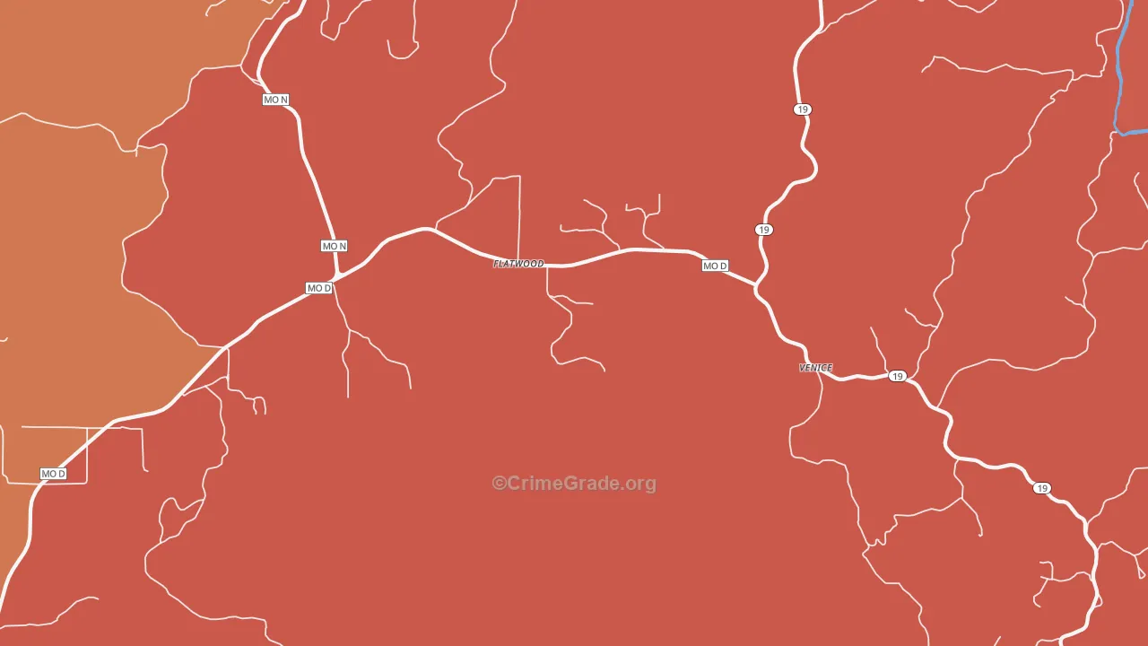 Flatwood, MO Map of Drug-Related Crime Rates
