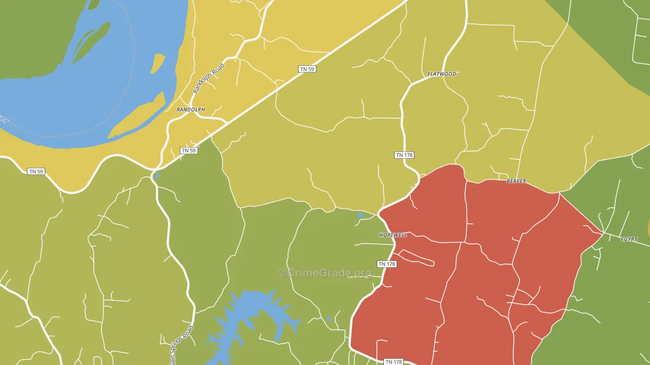 Flatwood, TN Map of Drug-Related Crime Rates