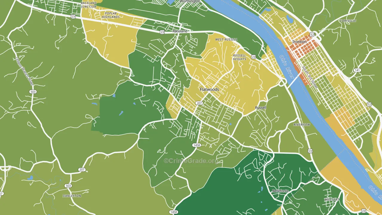 Flatwoods, KY Map of Drug-Related Crime Rates