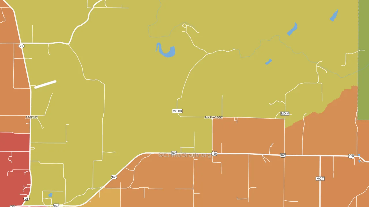 Flatwoods, MO Map of Drug-Related Crime Rates