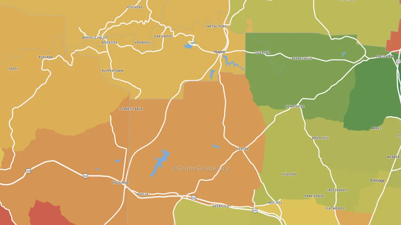 Flatwoods, TN Map of Drug-Related Crime Rates
