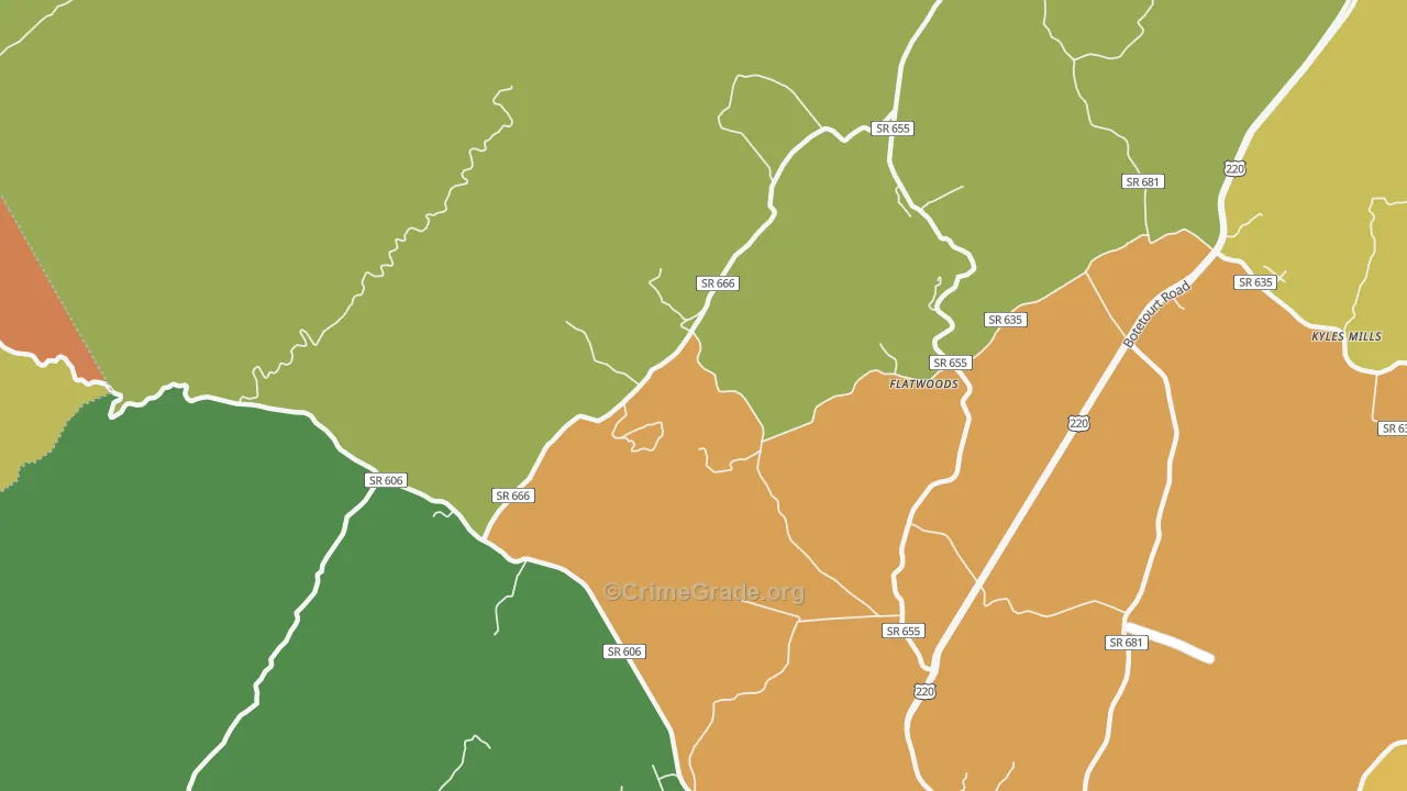 Flatwoods, VA Map of Drug-Related Crime Rates