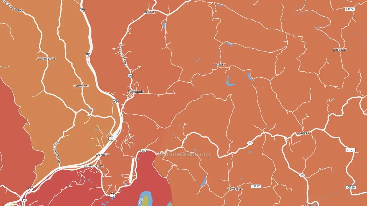 Flatwoods, WV Map of Drug-Related Crime Rates