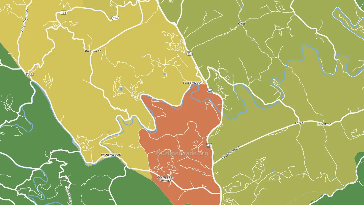 Fleetwood, NC Map of Drug-Related Crime Rates