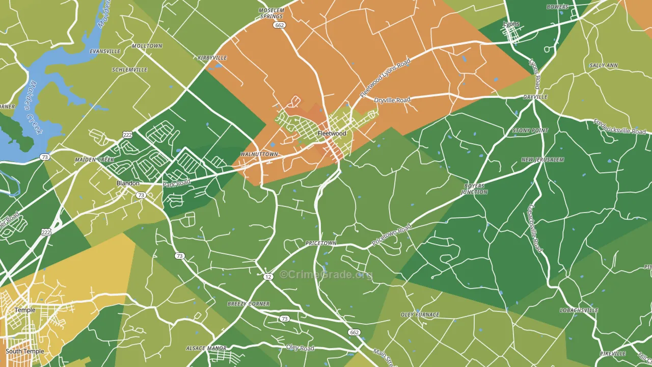 Fleetwood, PA Map of Drug-Related Crime Rates