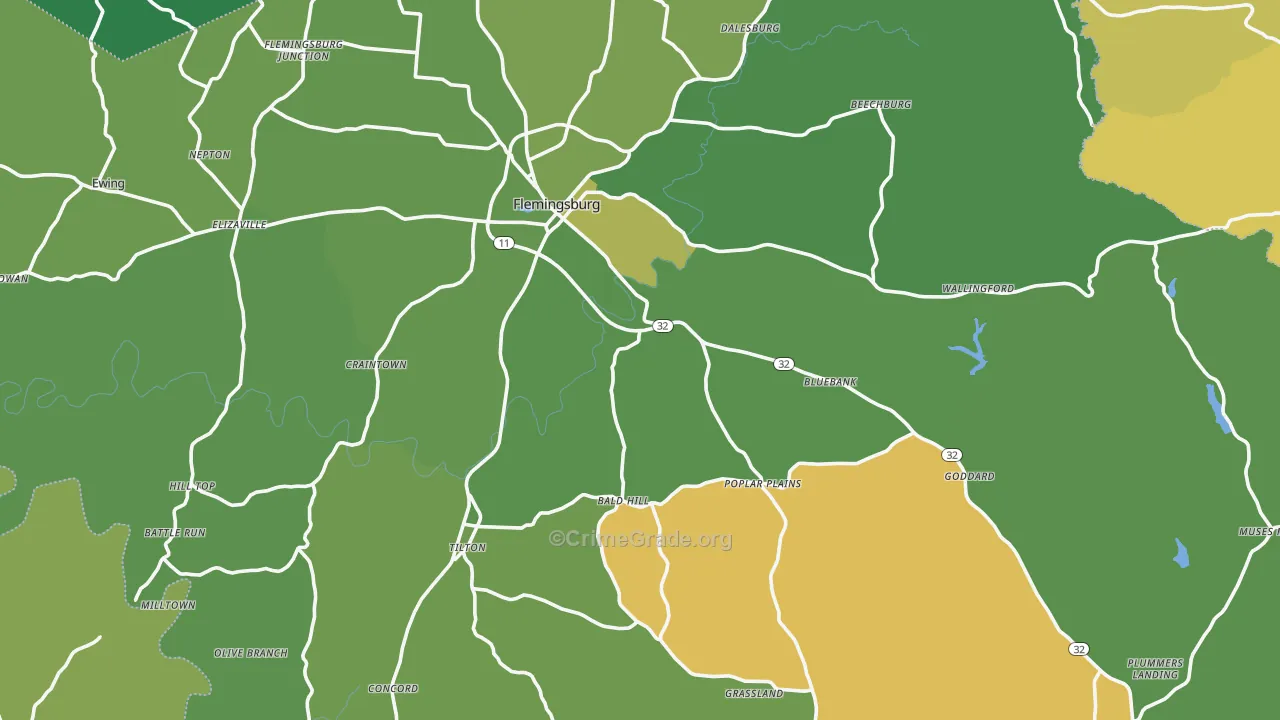 Fleming County, KY Map of Drug-Related Crime Rates