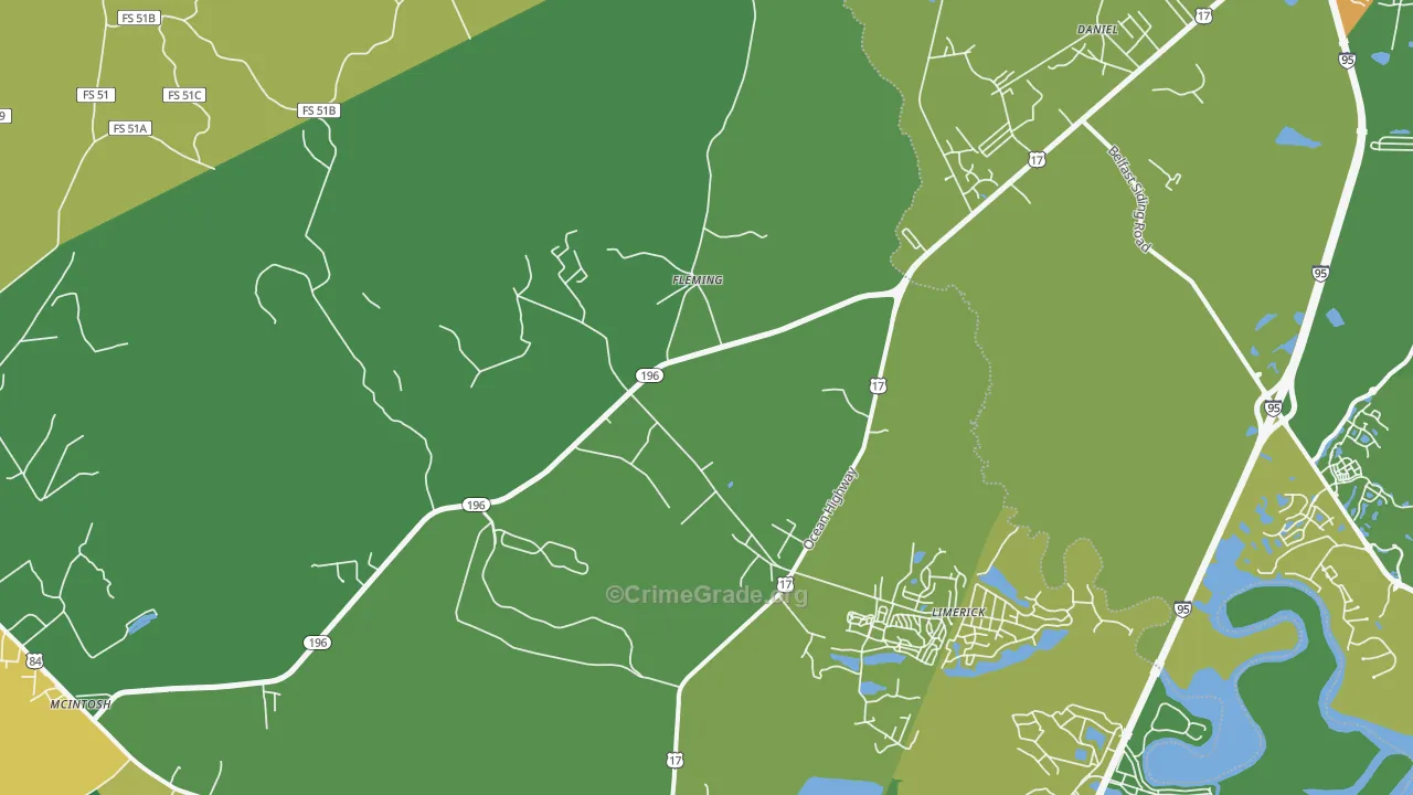 Fleming, GA Map of Drug-Related Crime Rates