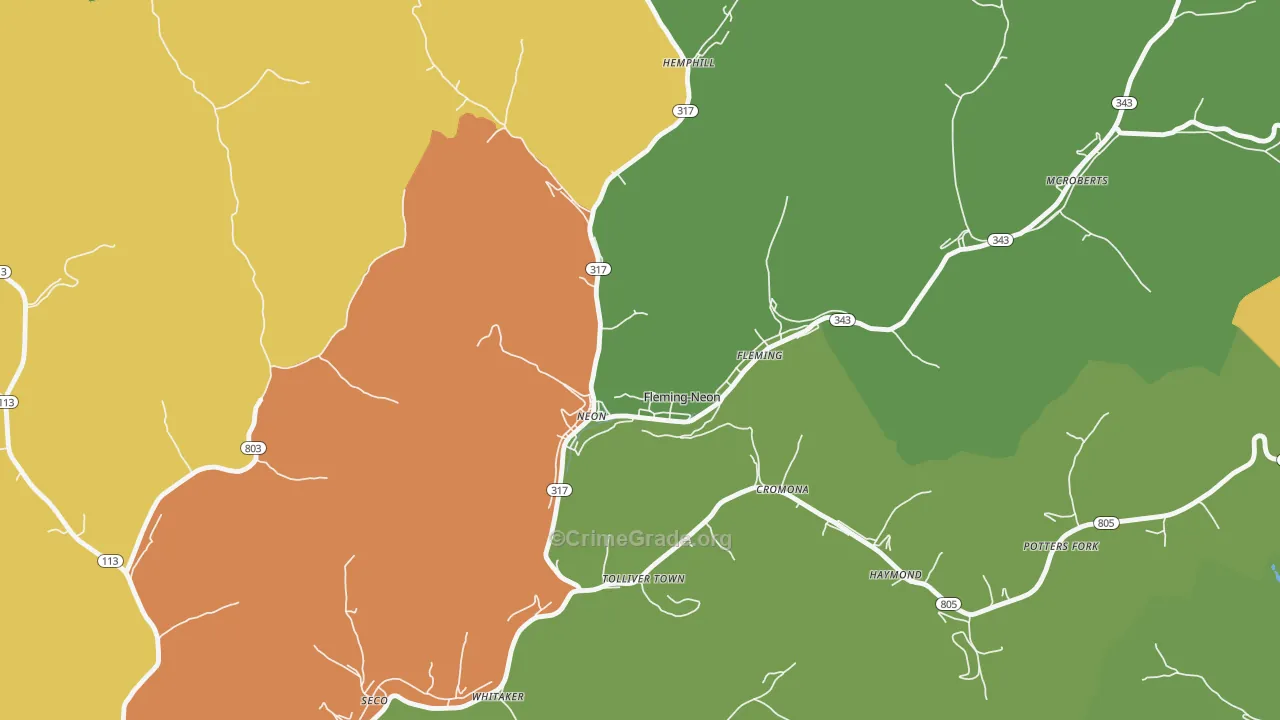 Fleming-Neon, KY Map of Drug-Related Crime Rates
