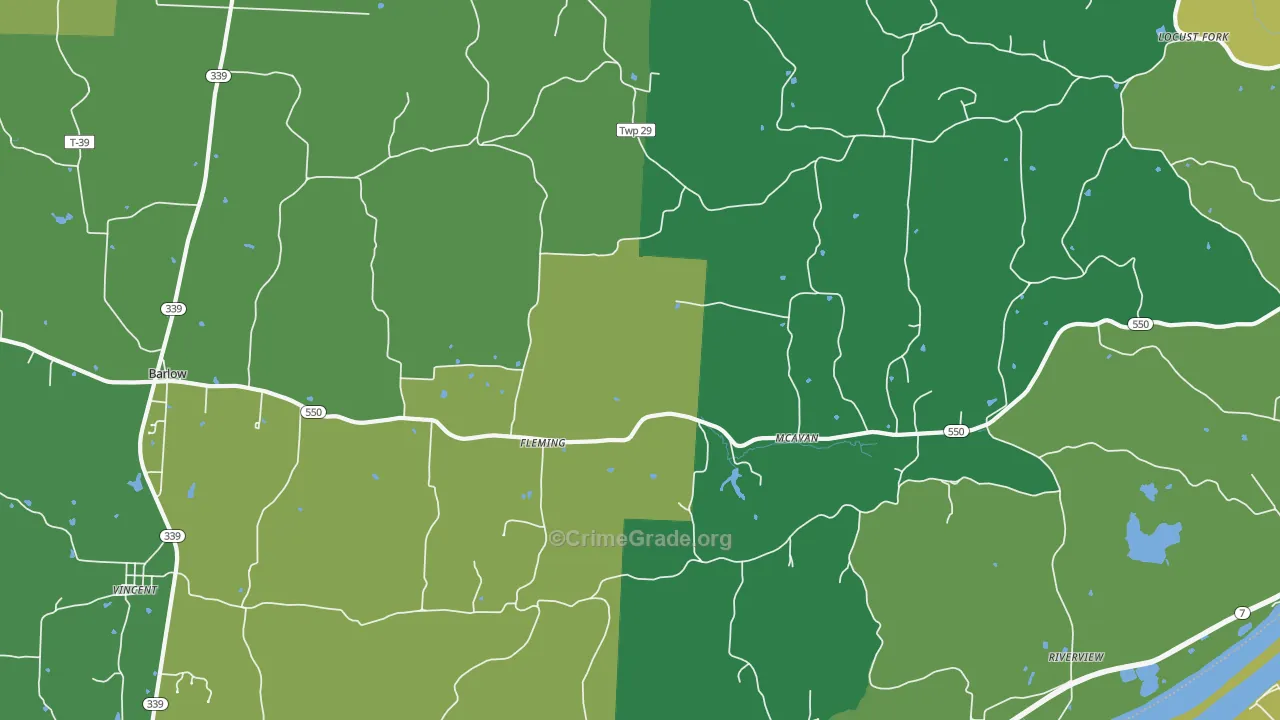Fleming, OH Map of Drug-Related Crime Rates
