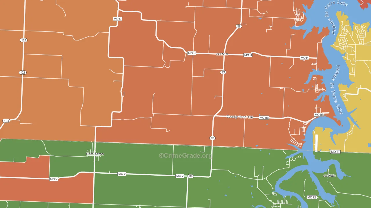 Flemington, MO Map of Drug-Related Crime Rates