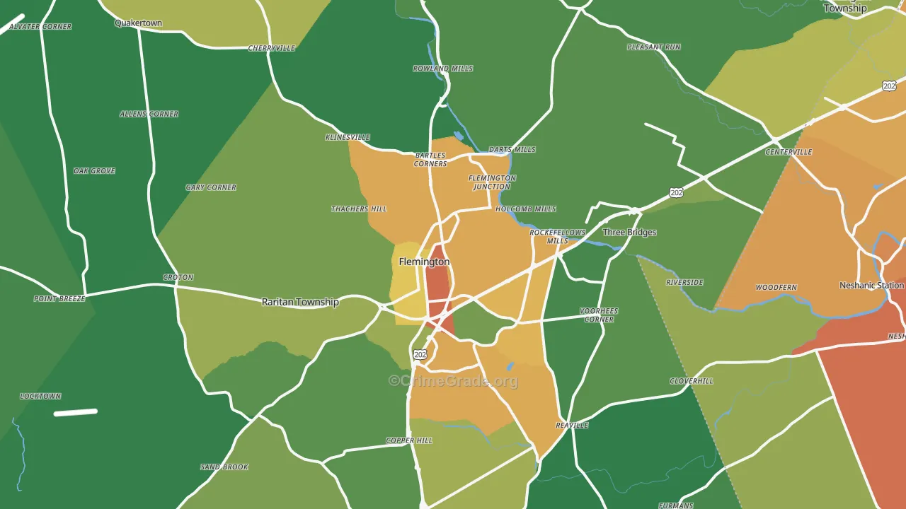 Flemington, NJ Map of Drug-Related Crime Rates