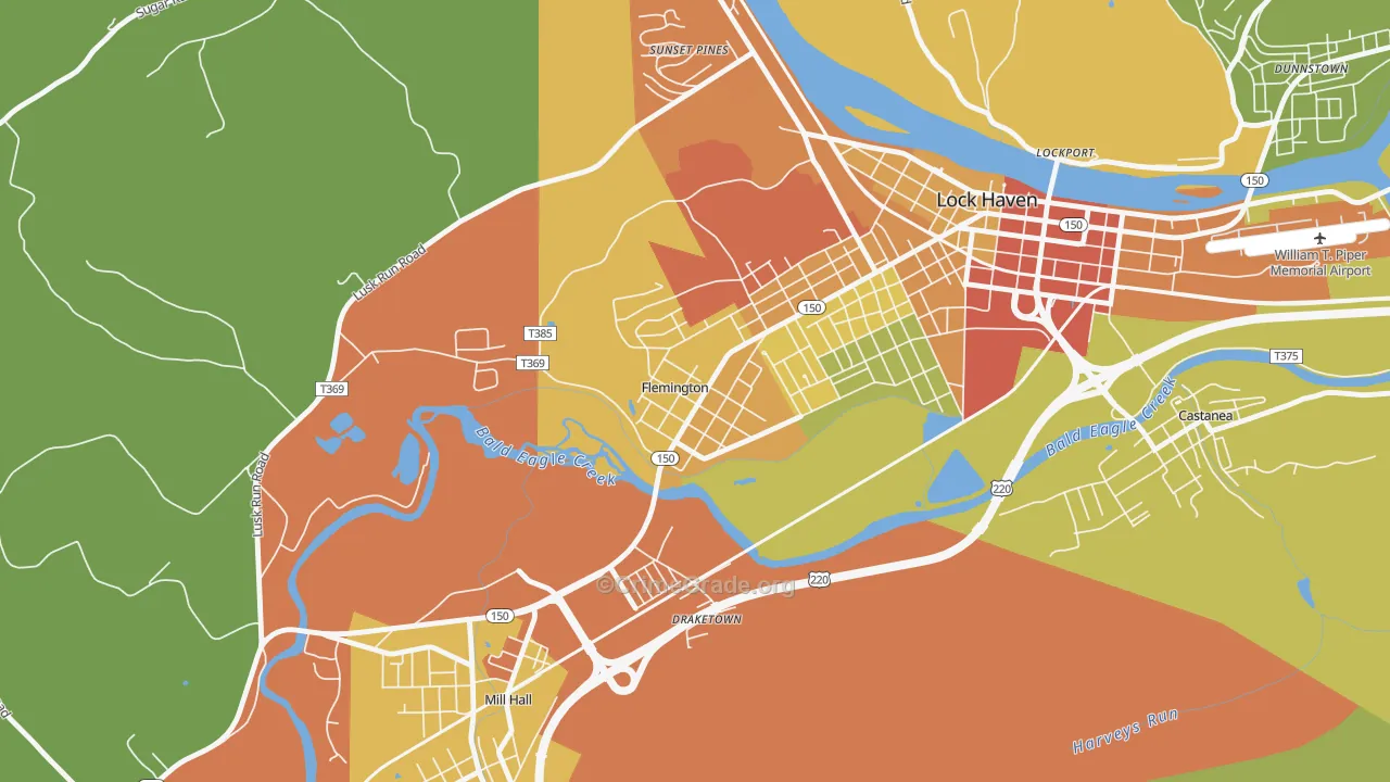 Flemington, PA Map of Drug-Related Crime Rates