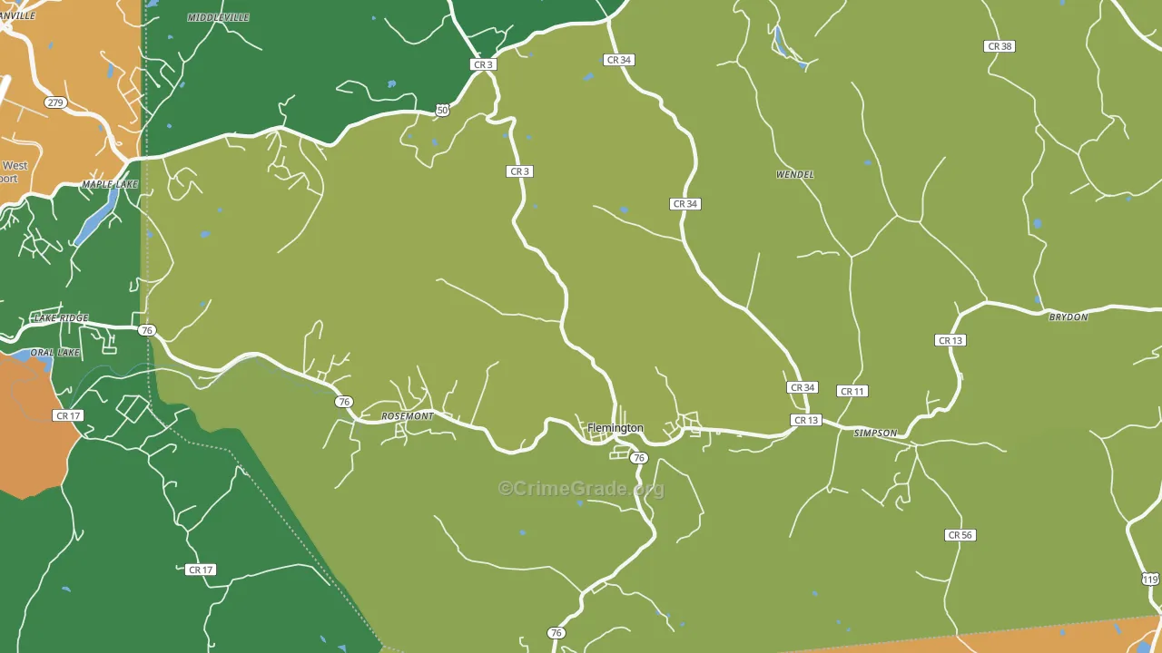 Flemington, WV Map of Drug-Related Crime Rates