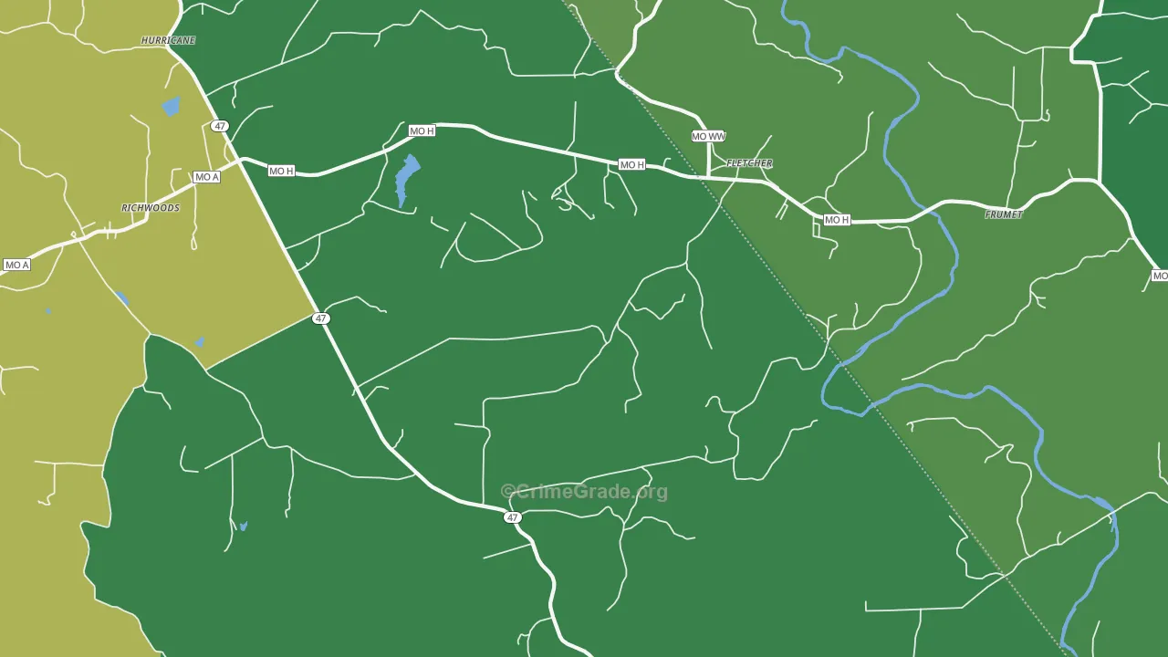 Fletcher, MO Map of Drug-Related Crime Rates
