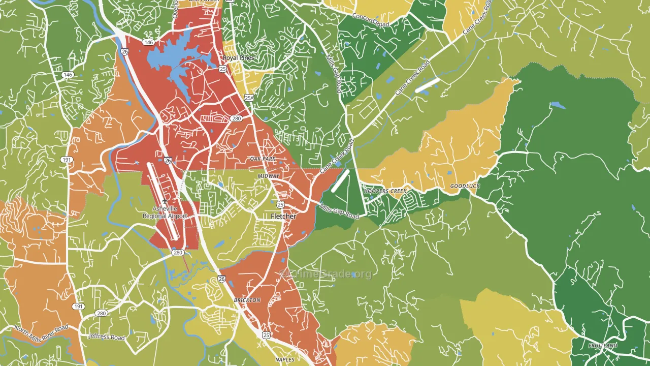 Fletcher, NC Map of Drug-Related Crime Rates