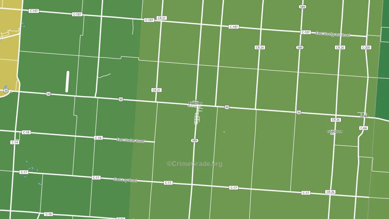 Fletcher, OH Map of Drug-Related Crime Rates