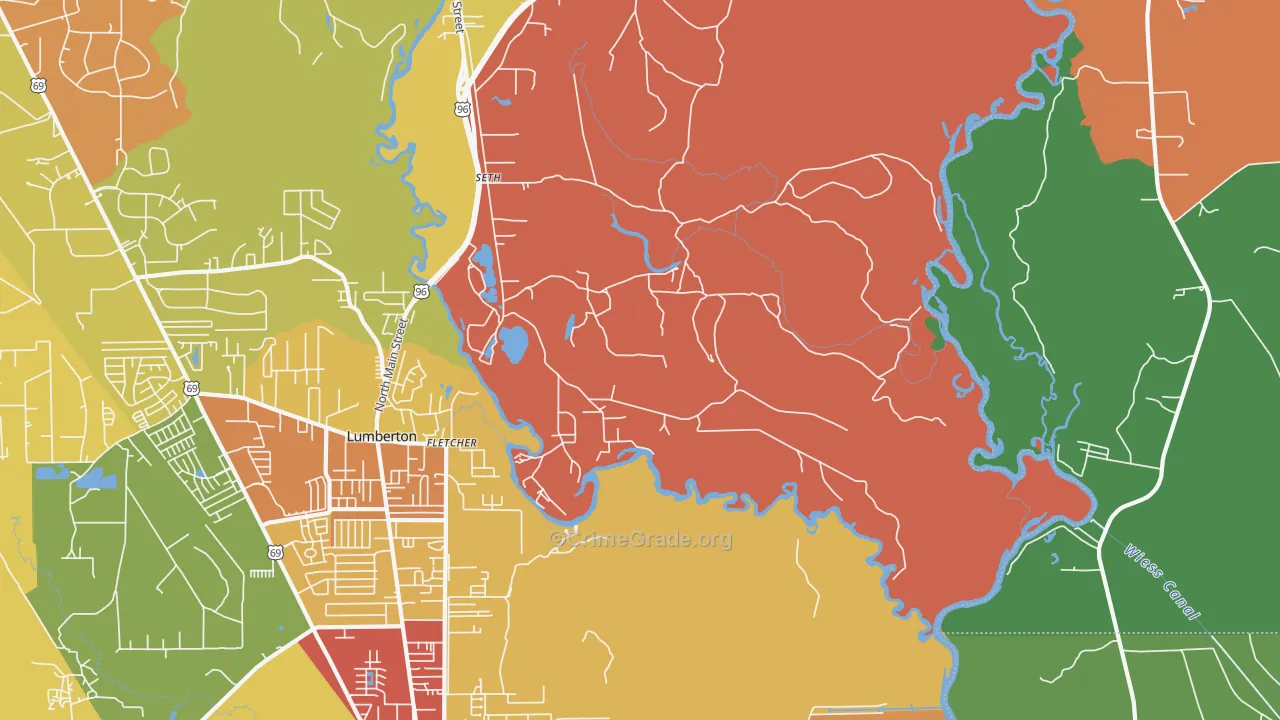 Fletcher, TX Map of Drug-Related Crime Rates