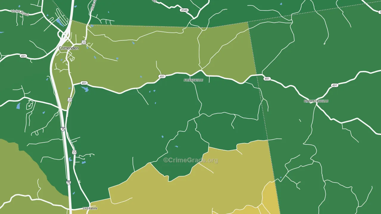 Flingsville, KY Map of Drug-Related Crime Rates
