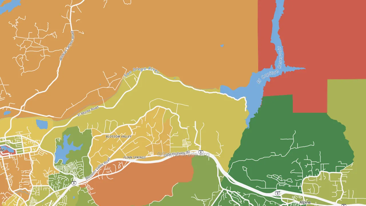 Flinn Springs, CA Map of Drug-Related Crime Rates