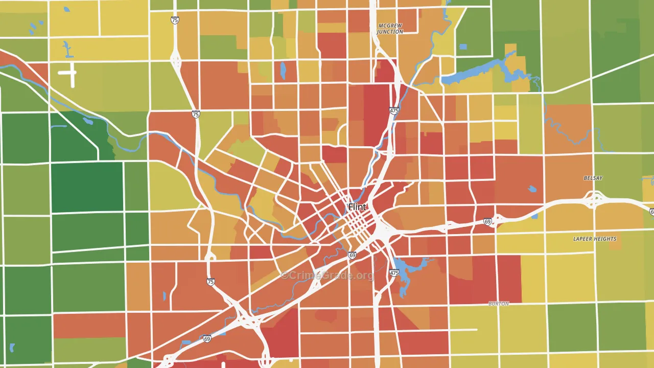 Flint, MI Map of Drug-Related Crime Rates