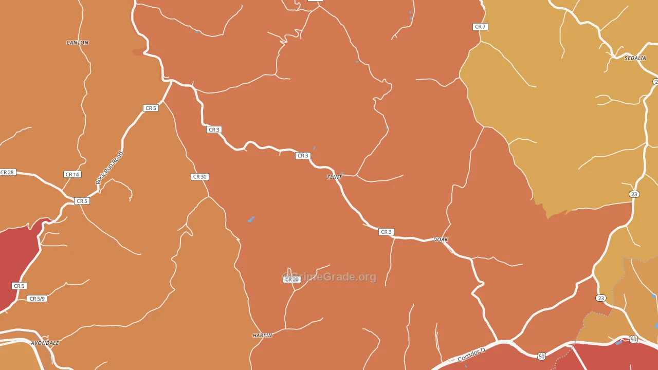 Flint, WV Map of Drug-Related Crime Rates