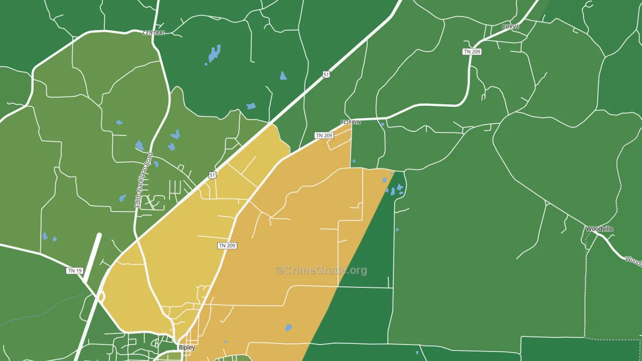 Flippin, TN Map of Drug-Related Crime Rates