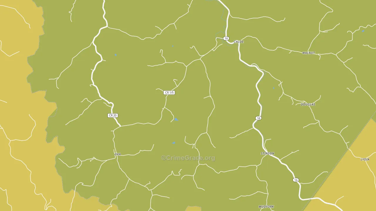 Floe, WV Map of Drug-Related Crime Rates