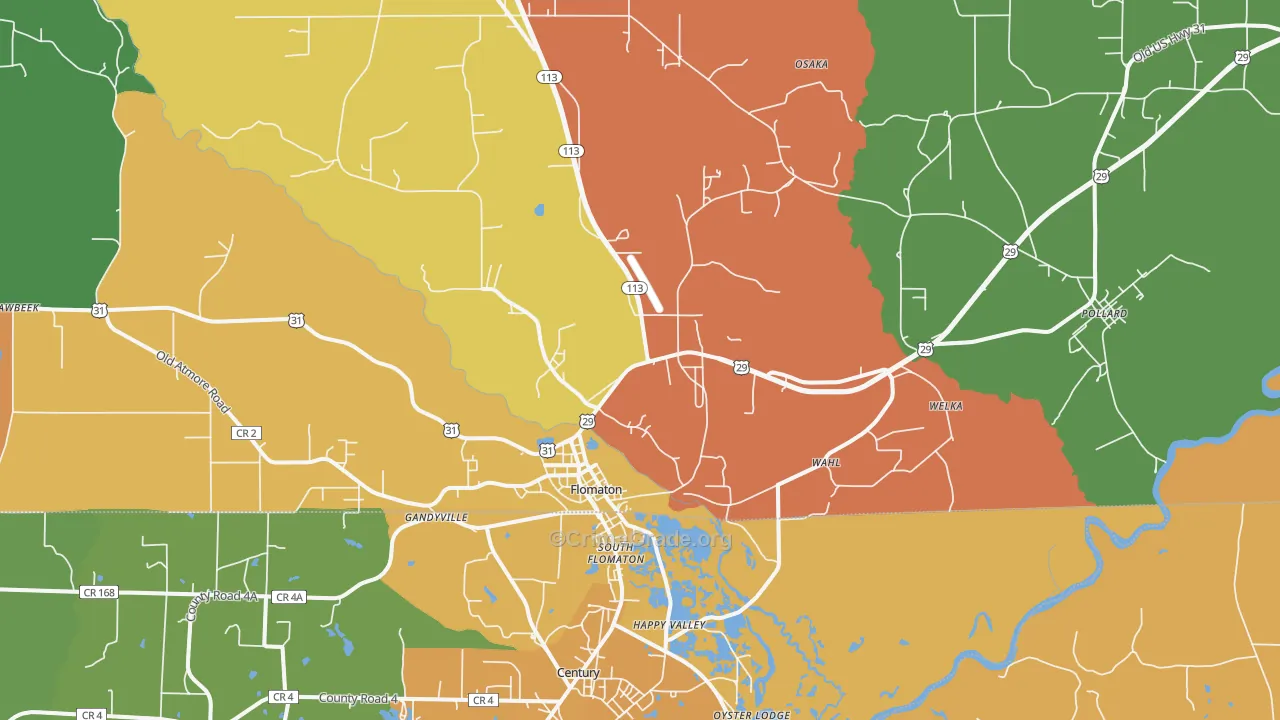 Flomaton, AL Map of Drug-Related Crime Rates