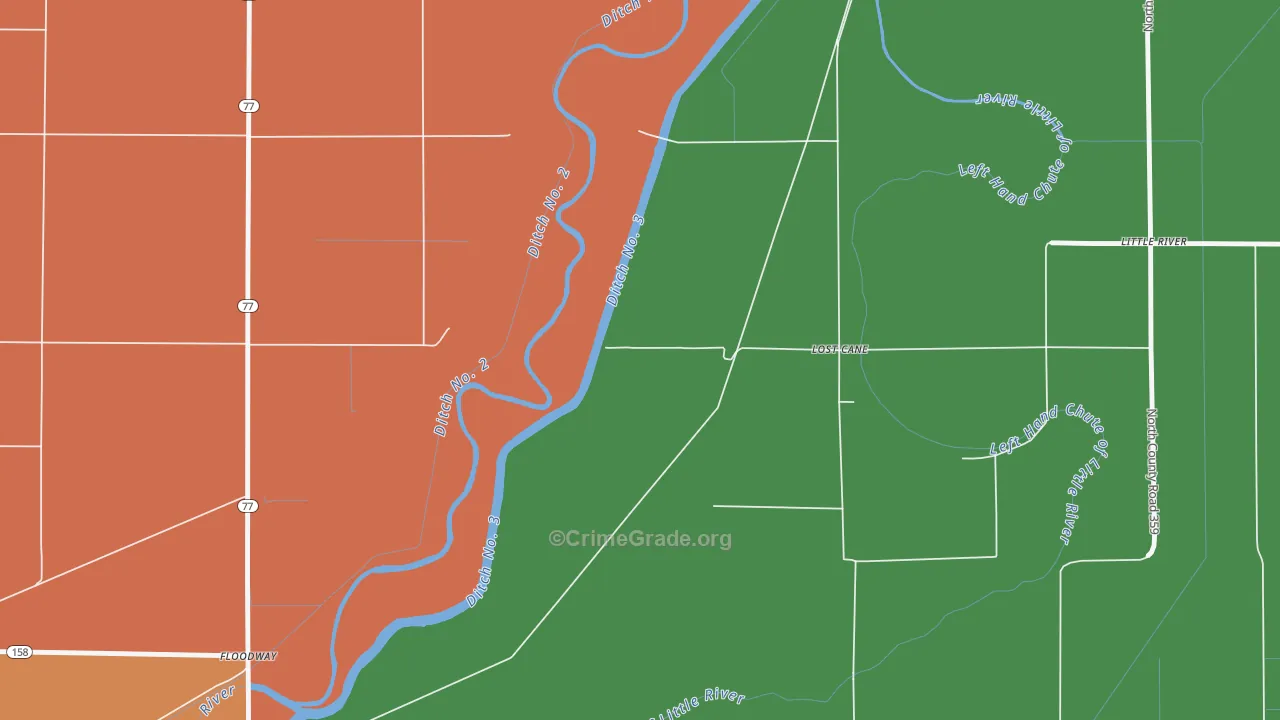 Floodway, AR Map of Drug-Related Crime Rates