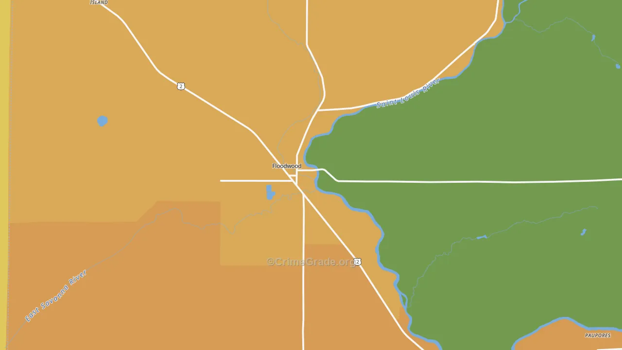 Floodwood, MN Map of Drug-Related Crime Rates