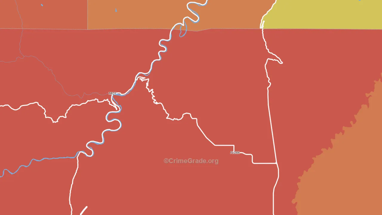 Flora, OR Map of Drug-Related Crime Rates